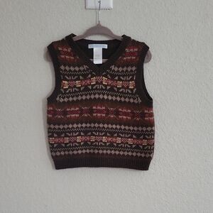 Janie and Jack Brown Patterned Knit Vest